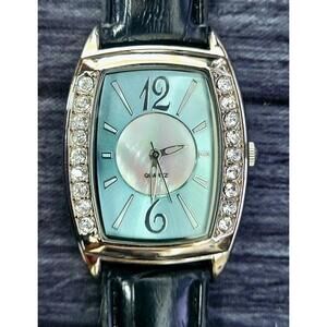 Elgin Blue 30x36 Barrel Tank Mop Dial Gem Stone Dress Watch